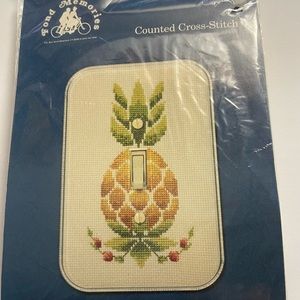 Pineapple, Fond Memories, Acrylic Switch Plate Cross Stitch Kit